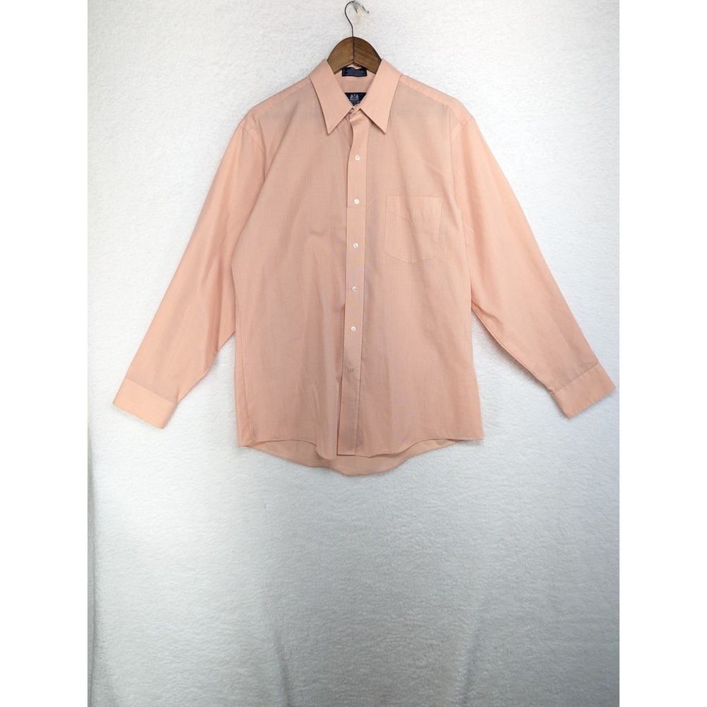 Stafford Shirt Men Orange Career Office Patch Church Professor Menswear 16 34/35